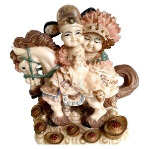 Vintage Asian Bride Groom Figurine Wedding Gift Traditional Prosperity Happy